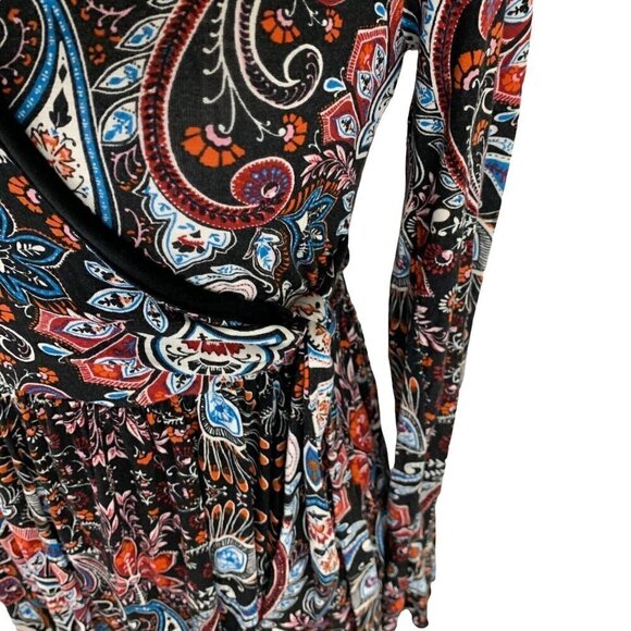 Xhilaration Women's XS Faux Wrap Dress Floral Print Side Tie Rayon Blend - Picture 4 of 7